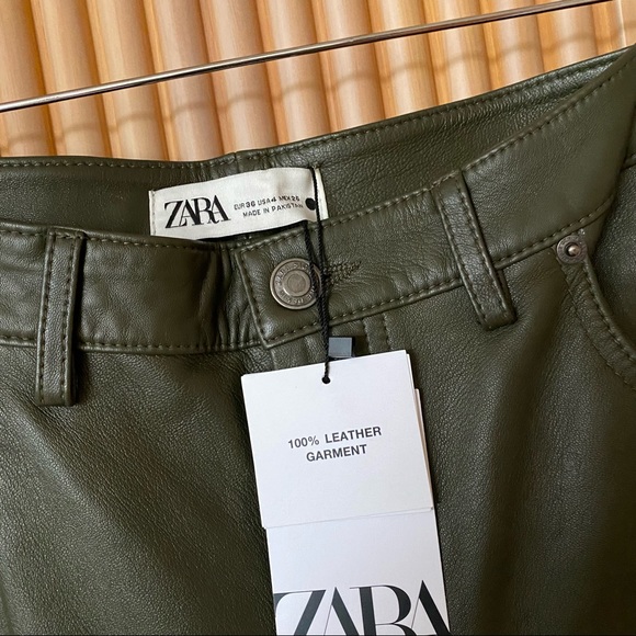 Zara genuine leather straight leg pants limited edition blogger aritzia melina - Picture 6 of 13
